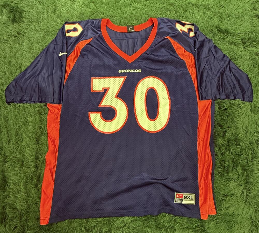 Nike Denver Broncos Terrell Davis #30 NFL Football Jersey Men's 2XL Blue Orange